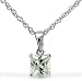 Sterling Silver 1.0 CTW Square CZ Solitaire Pendant on 18" Chain