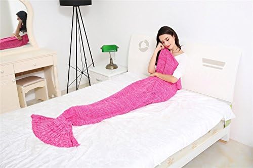 Juissie Warm and Soft Mermaid Tail Blanket,Sleeping Bag Sofa Bed Snuggle Mermaid (180*90cm) (Rosa red)