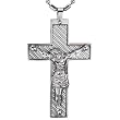 Stainless Steel Carbon Fiber Crucifix Cross with Jesus Christ Pendant Necklace