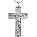 Stainless Steel Carbon Fiber Crucifix Cross with Jesus Christ Pendant Necklace