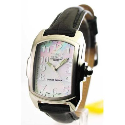 invicta baby lupah ladies black leather mother of pearl watch 6613 more detail click!