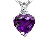 1.76 cts Genuine 8mm Heart Shaped Amethyst Pendant - 14kt White or Yellow Gold