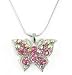 Stunning Pink Aurora Borealis Swarovski Crystal Butterfly Necklace - Silver Finished