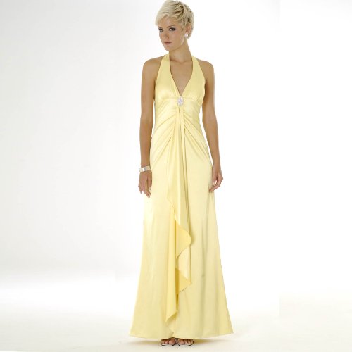 Satin Evening Dress - Bridal, Wedding, Party, Prom Dress, Formal Gown by Sean Collection (448) Yellow
