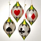 Spades Poker Pattern Casino Gambling Glass Finial Christmas Ornament