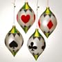 Spades Poker Pattern Casino Gambling Glass Finial Christmas Ornament