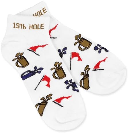 Men's Golf Socks Quarter Crew 3-pack, Golf Bag Flag, White