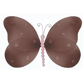 Brown Pink Sparkle Butterfly nylon hanging ceiling wall baby nursery room wedding décor