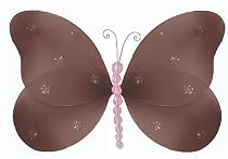 13" Brown Pink Sparkle Butterfly nylon hanging ceiling wall baby nursery room wedding decor decoration