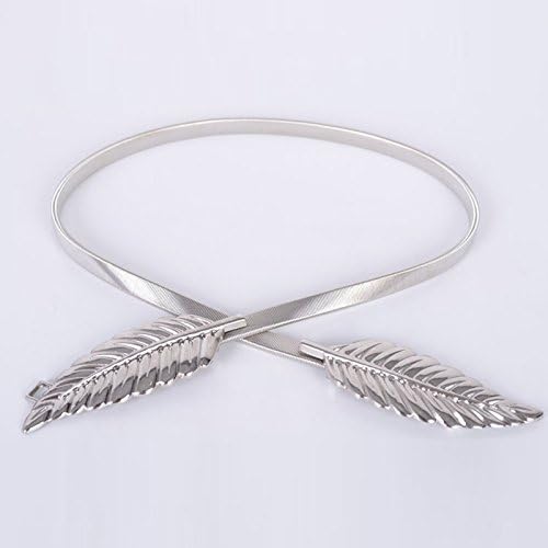 STRONGCLOUD Women Vintage Elastic Leaf Design Belts Women Comfortable Adjustable Waist Chain Silver