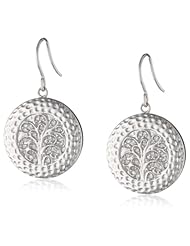 Sterling Silver Diamond Tree of Life Earrings (1/4 cttw)