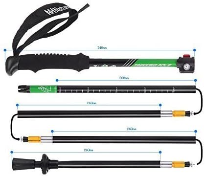 Emeier® 1pc Folding Anti Shock Alpenstocks Ultralight Collapsible Trekking Pole Trail for Travel Hiking Climbing Backpacking Walking with EVA Foam Handle(Green and Black)