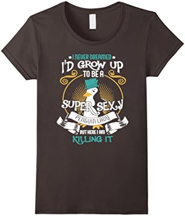Women's Super Sexy Penguin Lady T Shirt, Women's Penguin Lady Shirt Large Asphalt