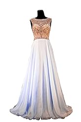 Scoop Neck Crystals Open-Back Crystal Sequined Keyhole Beaded  Pleated Chiffon Evening Dress  With Ruffles