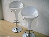 A pair of Bombo style bar stools - High backed - White