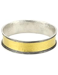 GURHAN "Lancelot" Silver and Gold Hammered Wide Bangle Bracelet