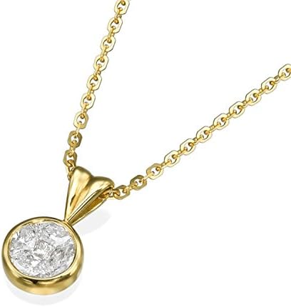18K Yellow Gold Pendant Necklace 0.48 TCW Natural Diamond Anniversary Jewelry for Women (G-H, VS)