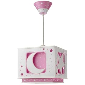 Dalber - 63232S - Lustre Carr� Plastique - Lune/Etoiles - Rose
