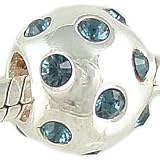 Sapphire CZ Studded STERLING Silver SEPTEMBER BIRTHSTONE Bead fits Pandora Chamilia Bracelet
