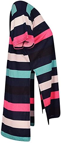 My Mix Tendz - New Womens Ladies Side Slit Midi Multicolor Color Block T-Shirt Top