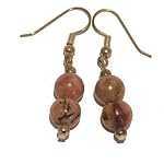 Rhodonite Earrings 07 Dangle Pink Duo Black Vein Crystal Healing Gemstone 1.8