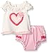 Nannette Baby Girls' Little Applique Top with Ruffled Diaper Cover Set, White, 12 Months