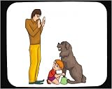 Mouse Pad with man, protecting, body, individuals, individual, mammal, humans, stranger, person, dog, human, persons, people, child, pet, animal, canine