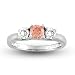 3 Diamond Anniversary Ring 1 ct. in 14K White Gold with Pink (Treated) Center Diamond