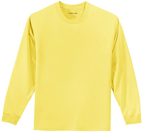 Joe's USA Youth Long Sleeve Heavyweight Cotton T-Shirts,Yellow,Medium