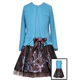 Little Girls Fall Clothes TURQUOISE Dress Cardigan Set RARE EDITIONS 4-6X