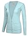 JJ Perfection Women's Ribbed Knit Deep V Long Sleeve Cardigan w/ Dual Pockets