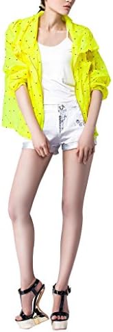 Parabuy Women's Animal Dots Pattern See-through Sun Protection Short Outerwear, Yellow, 4