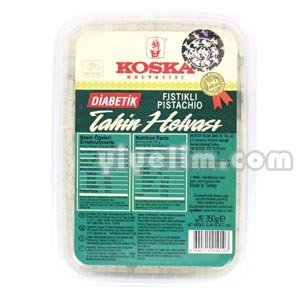 Light Tahini Halva with Pistachio, Sugar Free Tahini Diabetic Halva, 350g by Koska