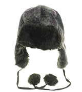 Nine West Plaid Faux Fur Muffler Hat