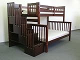 Stairway Bunk Bed Twin over Full in Cappuccino with 4 Drawers Built in to t ....