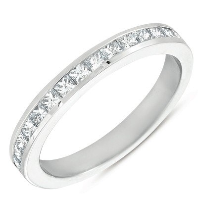 Palladium .60 Dwt Diamond Princess Band Ring 