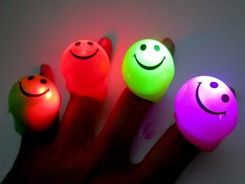 ECOSCO 5pc/lot LED Flash Light Jelly Smiley Face Rings - Assorted for Easter Halloween Christmas Party Costume