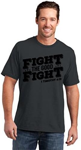 Mens Bible Verse Inspired Christian TShirt L Charcoal