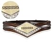 Diamond Face Greek Key Cubic Zirconia Wood Plastic Stainless Steel Cuff Bracelet