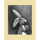 Charcoal Bunny Yellow Border 11x14 Canvas Art Image Wrap