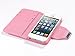 iPhone 5s Case,iPhone 5 Case,ULAK iPhone SE Wallet Case Synthetic Leather Wallet Case Stand with Card Slots for iPhone 5/5S/SE(Pink+White)