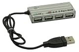 Intos InLine Mini USB 2.0 4-Port Hub HUB USB 4 Ports 4 x USB-A/Buchse 1 x USB-A/Stecker mit Steckernetzteil silber