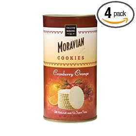 Salem Baking Company Moravian Cranberry Orange Cookies, 2.5-Ounce Tubes (Pack of 4)
