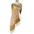 SilkNOW Silk and Pashmina Wool Light Golden Yellow Jacquard Shawl