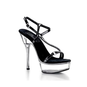Black Rhinestone Platform Sandal - 13