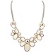 Best New Fashion Crystal Rhinestone Flower Bib Chunky Statement Necklace for Women Girls Lady (Beige)