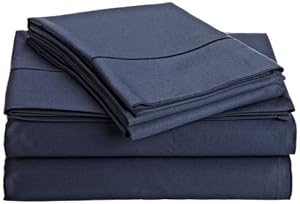 HN International Group Perthshire 1000 Thread Count Solid Sheet Set with Single Embroidered Marrow on the Flat Sheet and Pillow Cases
