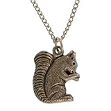Squirrel Necklace In Burnished Silver