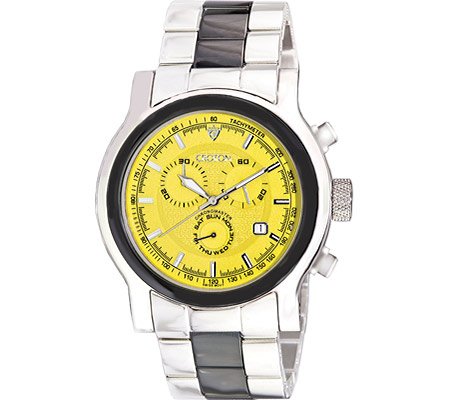 Croton Mens CC311125 Watch Stainless Steel/Yellow/White