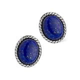Basic Button Lapis Earrings